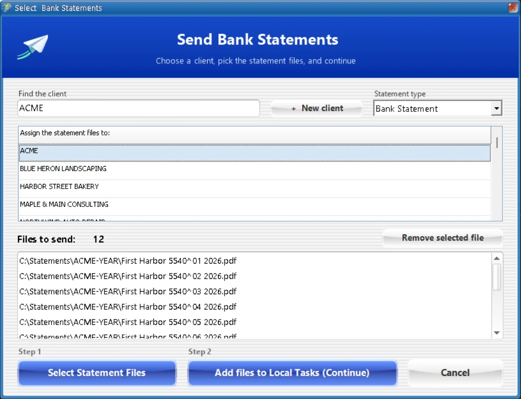 Twelve statements sent together, read while your team does something else.