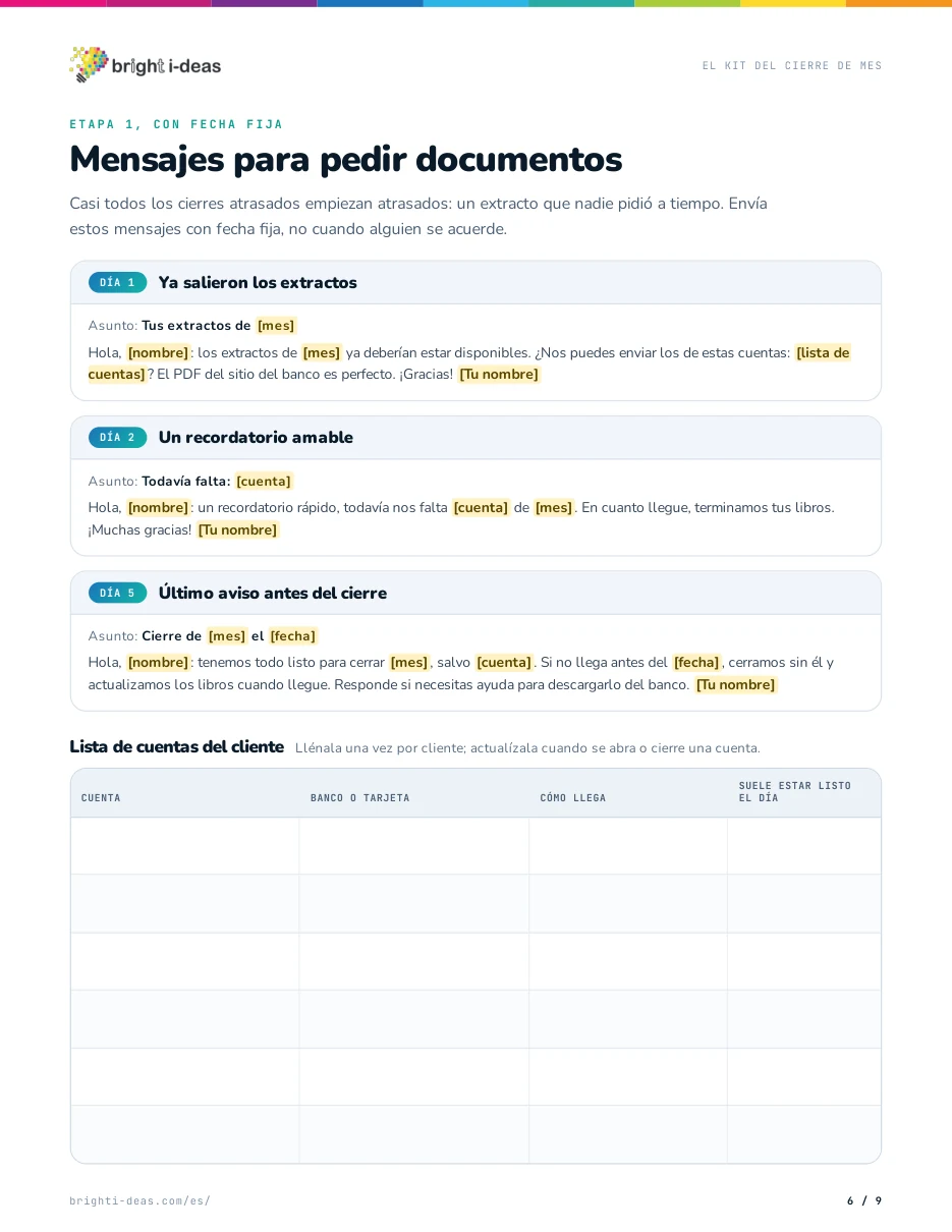 Mensajes para pedir documentos