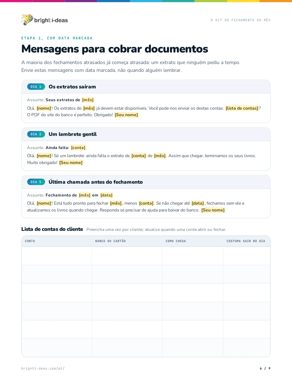 Mensagens para cobrar documentos