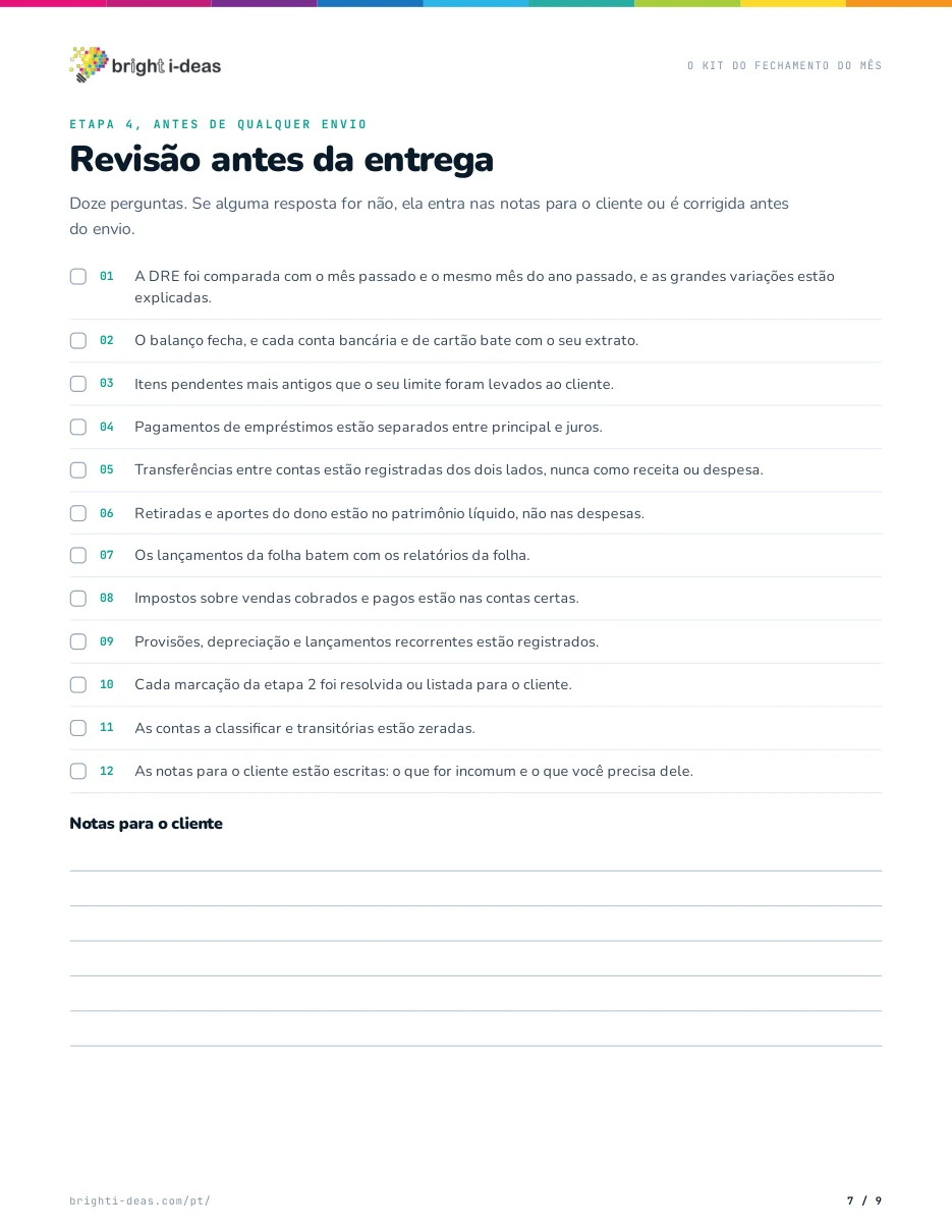 Revisão antes da entrega